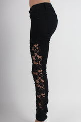 Kayleigh Black Side Lace Skinny Jeans-Jeans