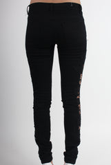 Kayleigh Black Side Lace Skinny Jeans-Jeans