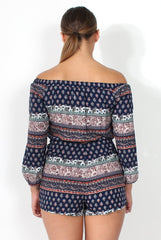 Kayleigh Paisley Off The Shoulder Playsuit-Playsuits