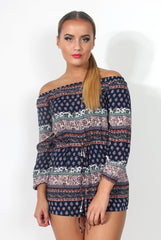 Kayleigh Paisley Off The Shoulder Playsuit-Playsuits