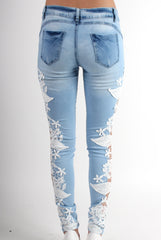 Kayleigh Side Lace Skinny Jeans-Jeans