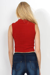 Keelly Rust High Neck Tie Up Top-Tops