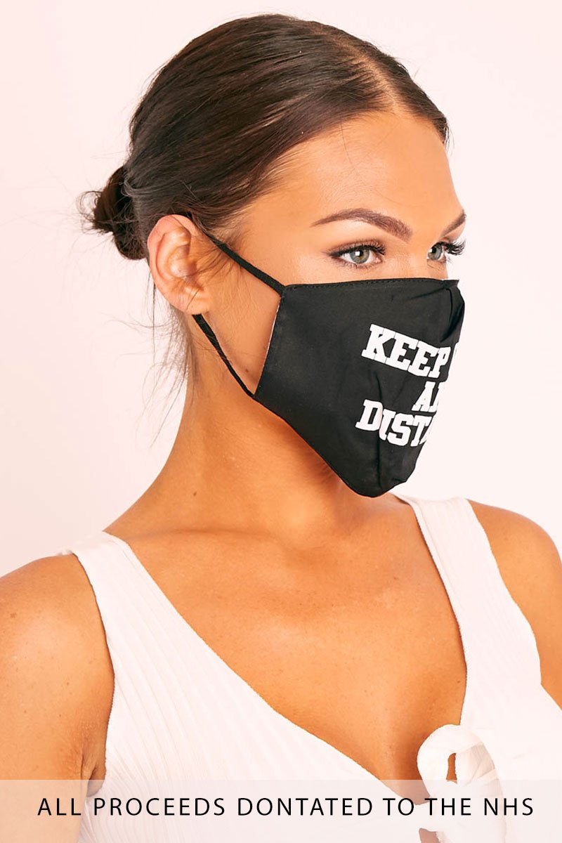 Keep Calm And Distance Slogan Face Mask - Carole-Mask