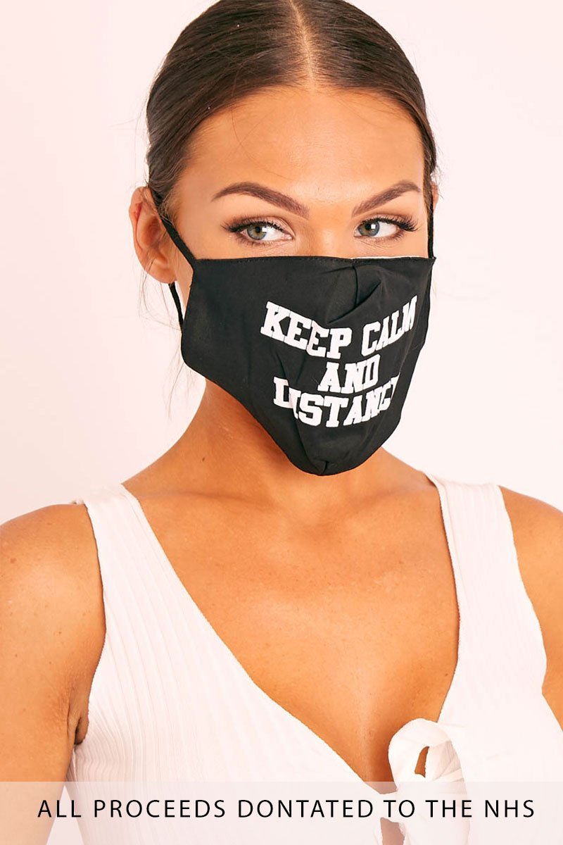 Keep Dat Mask Keep Calm And Distance Slogan Face Mask - Carole – Rebellious Fashion