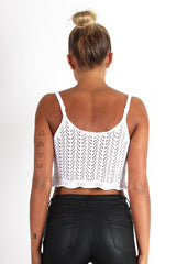Kelis White Crochet Crop Top-Tops