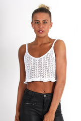 Kelis White Crochet Crop Top-Tops