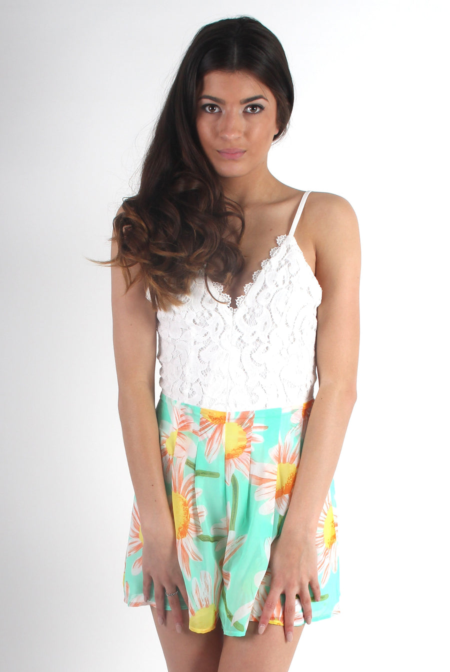 Kendal Floral Bottom Playsuit-Playsuits