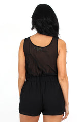 Kez Black Sequin Playsuit-Playsuits