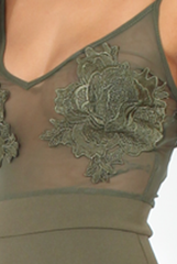 Khaki Applique Mesh Bodycon Dress - Tallulah-Dresses