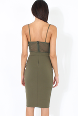 Khaki Applique Mesh Bodycon Dress - Tallulah-Dresses