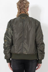 Khaki Badge detail Bomber Jacket - Kendall-Jackets