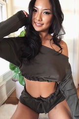 Khaki Bardot Co-ord Set - Prina-Co-ords