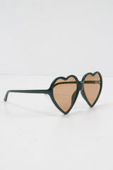 Khaki Black Tinted Heart Shape Sunglasses - Elleah-Sunglasses