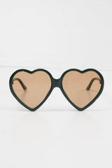 Khaki Black Tinted Heart Shape Sunglasses - Elleah-Sunglasses