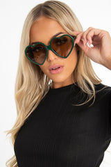 Khaki Black Tinted Heart Shape Sunglasses - Elleah-Sunglasses