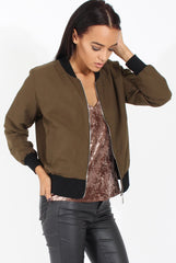Khaki Bomber Jacket - Maisie-Jackets