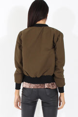 Khaki Bomber Jacket - Maisie-Jackets