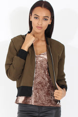 Khaki Bomber Jacket - Maisie-Jackets