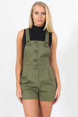 Khaki Button Up Playsuit - Magda-Playsuits
