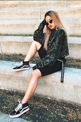 Khaki Camo Cropped Batwing Jumper - Lizy-Crop Jumper