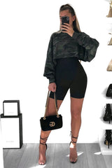 Khaki Camo Cropped Batwing Jumper - Lizy-Crop Jumper