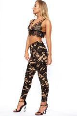 Khaki Camo High Waisted Trousers - Jerica-Trousers
