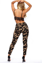 Khaki Camo High Waisted Trousers - Jerica-Trousers