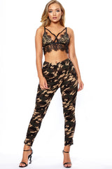 Khaki Camo High Waisted Trousers - Jerica-Trousers