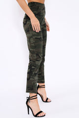 Khaki Camo Print Trousers - Lyza-Trousers