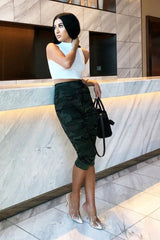 Khaki Camo Print Trousers - Lyza-Trousers