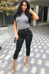 Khaki Camo Print Trousers - Lyza-Trousers