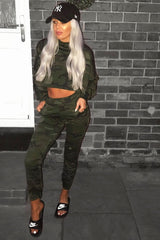 Khaki Camo Print Trousers - Lyza-Trousers