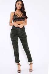 Khaki Camo Print Trousers - Lyza-Trousers
