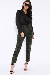 Khaki Camo Print Trousers - Lyza-Trousers