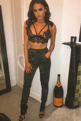 Khaki Camo Print Trousers - Lyza-Trousers