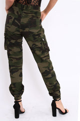 Khaki Camo Printed Cargo Trousers - Vivi-Trousers
