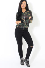 Khaki Camouflage Bomber Jacket - Wendy-Jackets