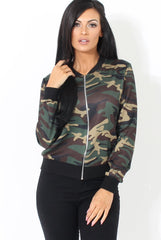 Khaki Camouflage Bomber Jacket - Wendy-Jackets