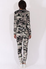 Khaki Camouflage Velvet Tracksuit - Tamsin-Tracksuits