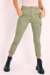 Khaki Cargo Roll Hem Jeans - Makaria-Jeans