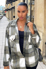 Khaki Check Pocket Front Shacket - Misa-Shacket