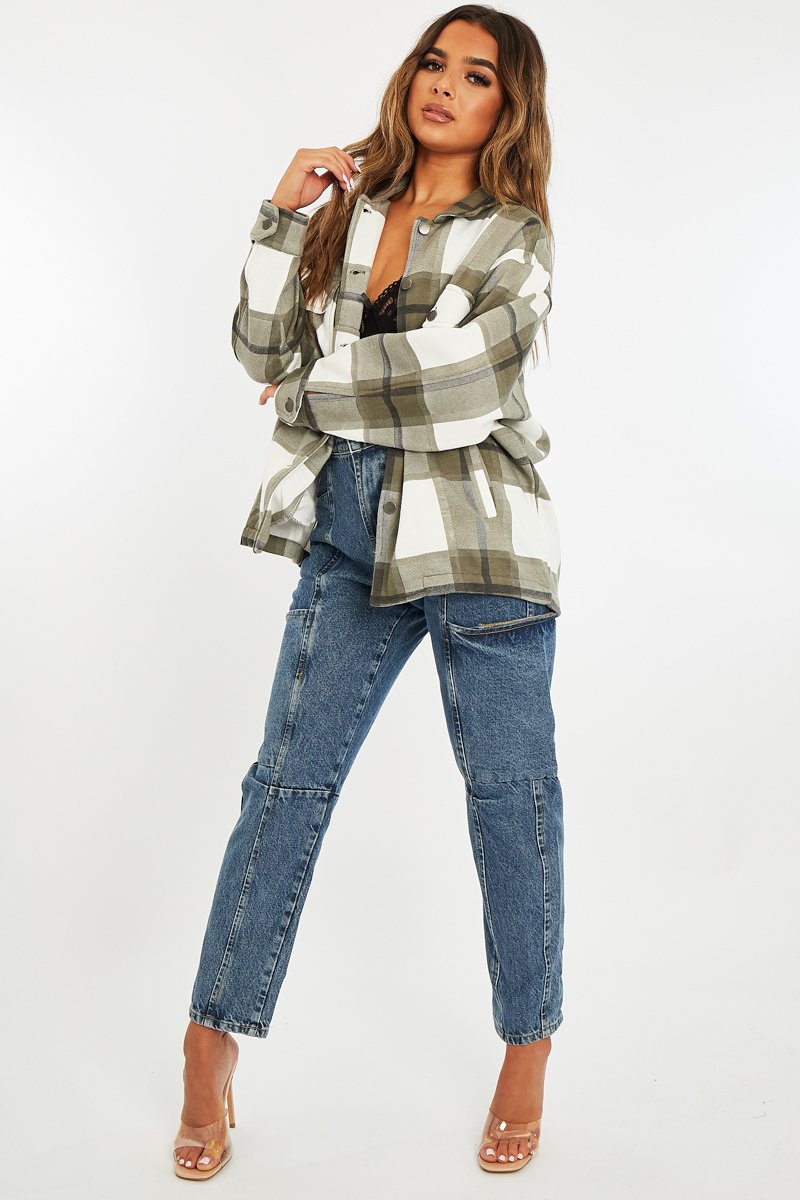 Khaki Check Pocket Front Shacket - Misa-Shacket