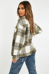 Khaki Check Pocket Front Shacket - Misa-Shacket