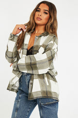 Khaki Check Pocket Front Shacket - Misa-Shacket