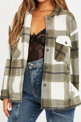 Khaki Check Pocket Front Shacket - Misa-Shacket