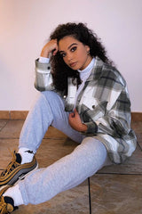 Khaki Check Pocket Front Shacket - Misa-Shacket