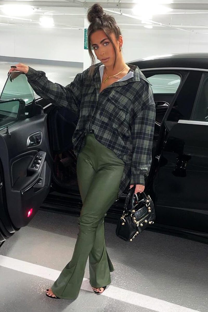 Khaki Checked Pocket Front Shirt - Haily-Shirts