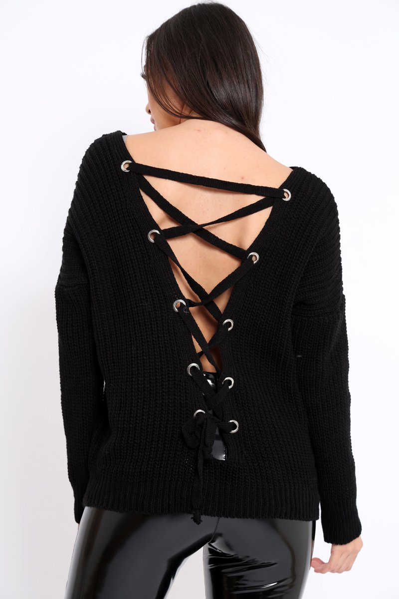 Khaki Chunky Knit Lace Up Sleeve Jumper - Sarah-Knitwear