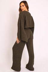 Khaki Chunky Knit Loungewear Set - Harper-Loungewear