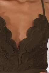 Khaki Crochet Cross Back Playsuit - Quinn-Playsuits